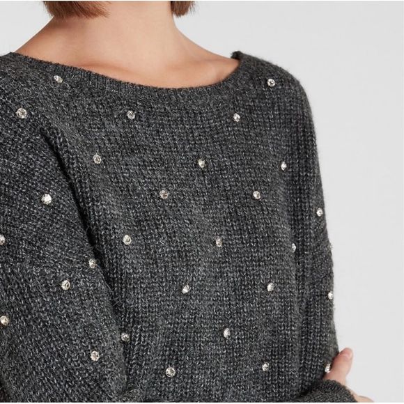 Express Embellished Rhinestone Twist Reversible Sweater - Picture 3 of 6